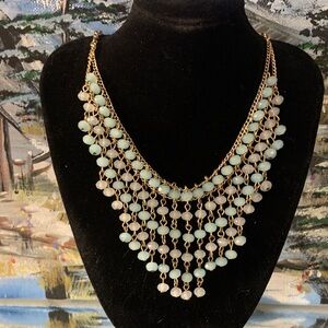 Chic Gold and Green Beaded Necklace